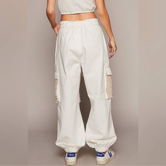POL Women's Off-White Lace Joggers - Picture 6 of 9